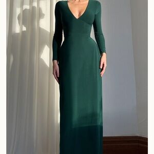 Elegant Green Long Sleeve Dress